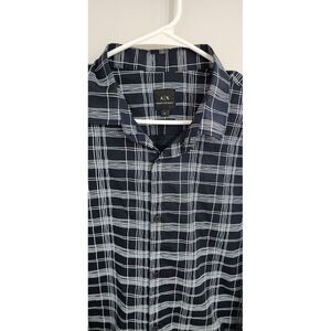 Armani Exchange Shirt XL Men's AX Slim Fit Stretch Logo Print Button Down Shirt